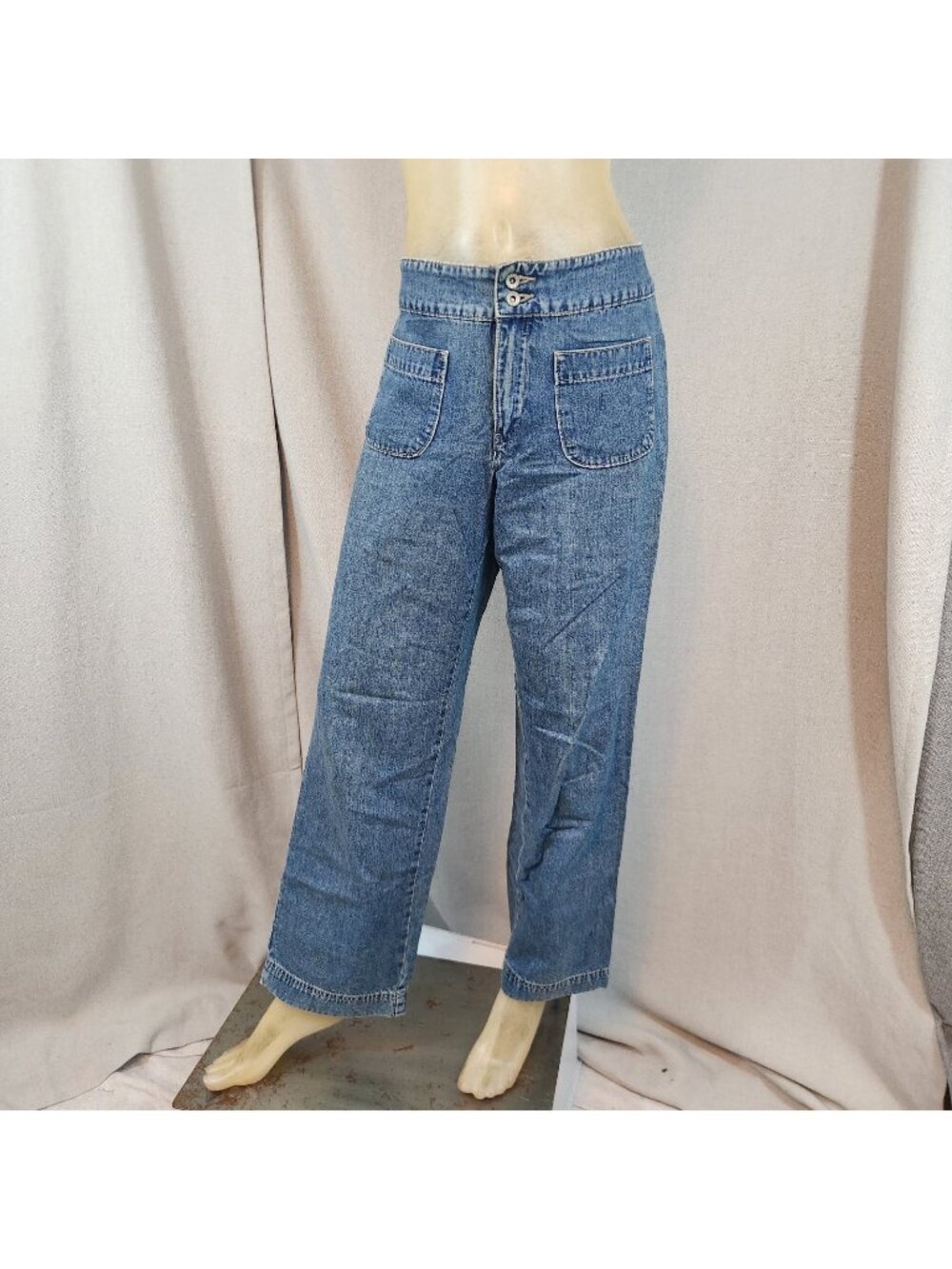 GAP Boho Straight Leg Mid Rise Med Wash Denim Blue Jeans Size 8 MEDIUM 30 W x30I